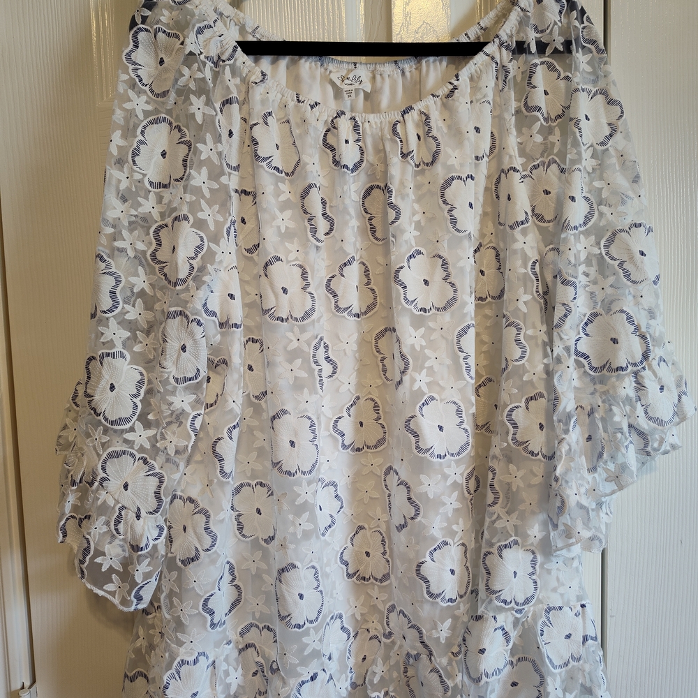 Floral Sheer Blouse with Ruffle Sleeves